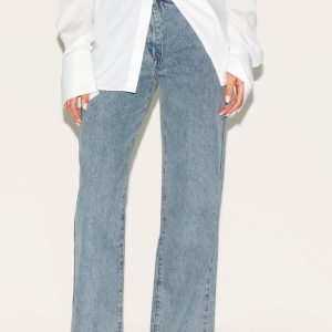 Vintage Wash Low Rise No Waistband Straight Leg