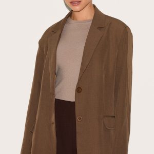 Taupe Seam Detail Structured Oversized Blazer