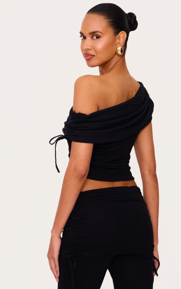 909f065e17515739f3efb326db3f650aa53d2d47_CNL6372_2_black_ruched_side_off_the_shoulder_top