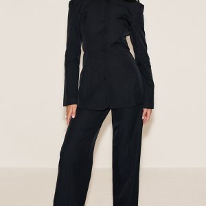 Black Tailored Wide Leg Trousers