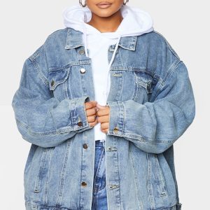 PRETTYLITTLETHING Plus Vintage Wash Oversized Boyfriend Denim Jacket