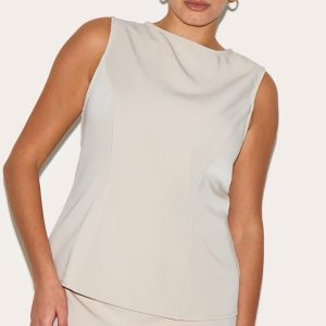 Plus Sand Woven Sleeveless Long Top