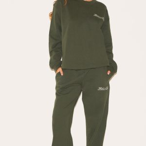 Khaki Mind & Soul Premium Print Straight Leg Joggers