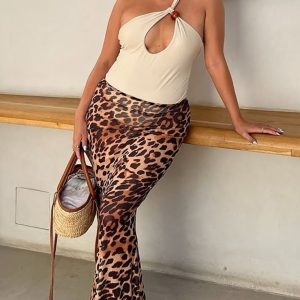 Cream Bead Detail One Shoulder Cut Out Swimsuit