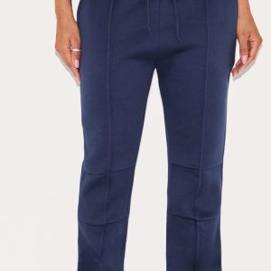 Shape Navy High Waisted Pintuck Flared Joggers