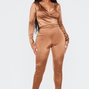 Shape Brown Disco Sculpt Pintuck Leggings