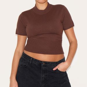 Plus Chocolate Basic Knit T Shirt