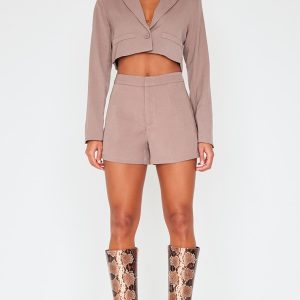 Mocha Tailored High Waist Shorts