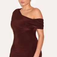 932944c21d4abb359eec98caada93ffab182eafd_CNM2563_4_plus_dark_chocolate_double_layer_slinky_asymmetric_ruched_sleeve_maxi_dress
