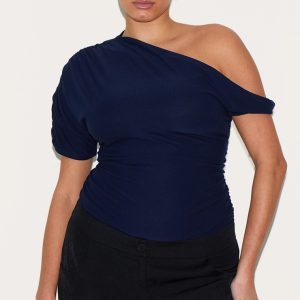 Plus Navy Soft Touch Twist Detail Bodysuit