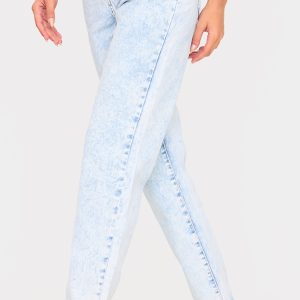 PRETTYLITTLETHING Acid Blue Mom Jeans
