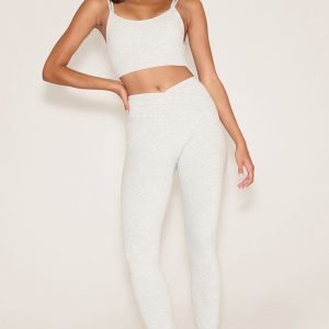 Ash Grey Sculpt Wrap Waist Gym Leggings