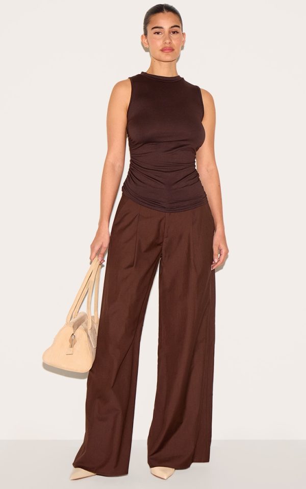 9400c6498895127a646524b4e93eebc749a8cc34_CNM2326_3_chocolate_cotton_high_neck_long_top