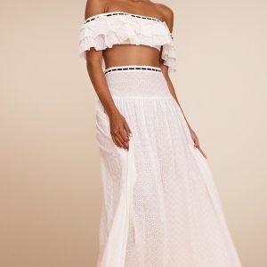 White Broderie Lace Maxi Skirt