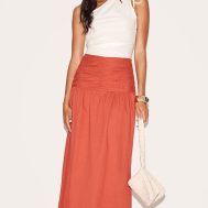 94a2f6119e4a9d2263b79a829ee4302199b70648_CNM3429_1_rust_stripe_cotton_ruched_waist_maxi_skirt
