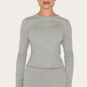 Ash Grey Soft Knit Long Sleeve  Top