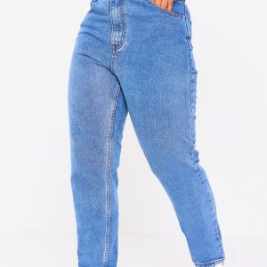 Plus Mid Washed Mom Jeans