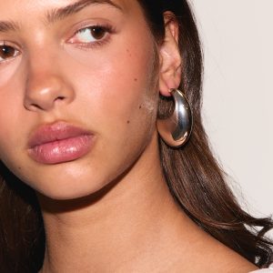 Silver Smooth Flat Chunky Hoop Earrings
