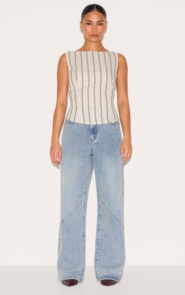 956abcb71d139301c1433eba207a5ed9396800c1_CNM3443_3_petite_white_woven_pinstripe_boatneck_top