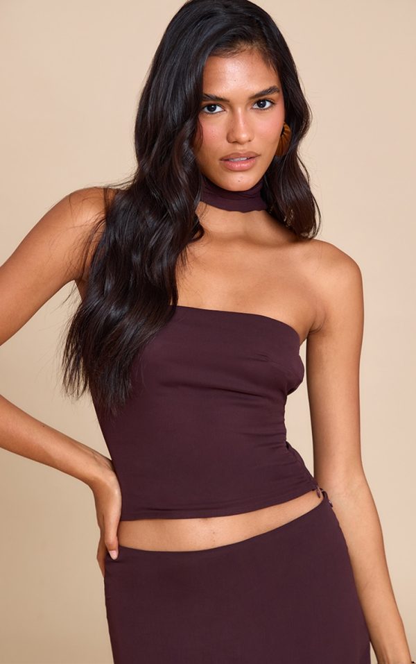 95bfea4b2898b627c2dacfb4fec0a2d80a845016_CNM3913_1_chocolate_chiffon_neck_wrap_bandeau_top