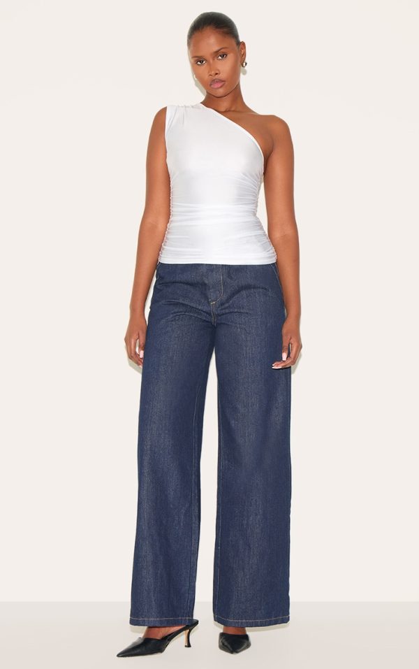 9603920fdec320af1cf5350f11d7b9816d7fe956_CNJ2013_3_white_stretch_slinky_ruched_side_long_top