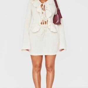 Shape Cream Brushed Rib Mini Skirt