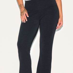 Plus Black Premium Foldover Soft Touch Yoga Flares