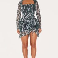 97565fbb0716713d2df68de2939083b1c6333235_CNC8695_3_shape_green_abstract_print_mesh_long_sleeve_ruched_side_frill_hem_bodycon_dress