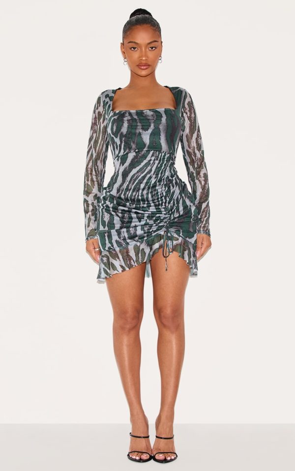 97565fbb0716713d2df68de2939083b1c6333235_CNC8695_3_shape_green_abstract_print_mesh_long_sleeve_ruched_side_frill_hem_bodycon_dress