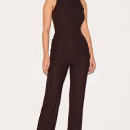 9761f173b1bafd2b104232d37d50db720347ae52_CNM5746_1_chocolate_soft_touch_ruched_straight_leg_jumpsuit