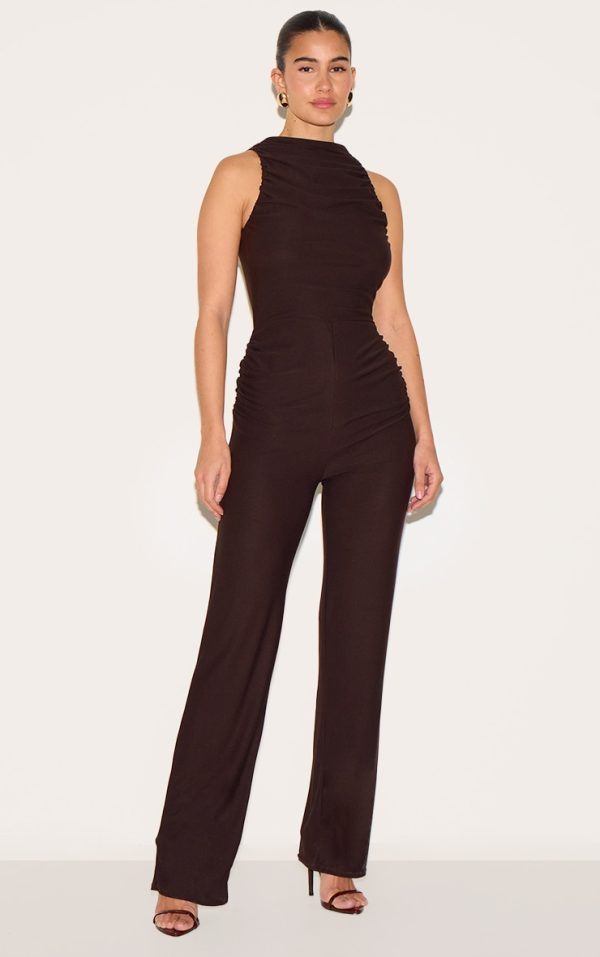 9761f173b1bafd2b104232d37d50db720347ae52_CNM5746_1_chocolate_soft_touch_ruched_straight_leg_jumpsuit