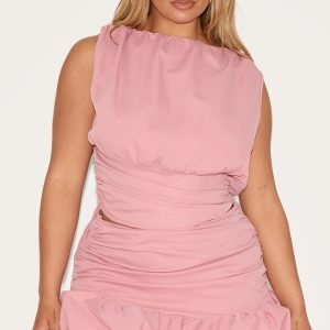 Shape Rose Boat Neck Cinched Waist Top