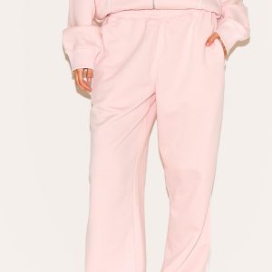 Baby Pink Wide Leg Contrast Seam Joggers