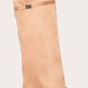Camel Faux Suede Point Toe Fold Over Knee Block Heeled Boots