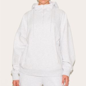 Ice Grey Oversized Funnel Neck Hoodie