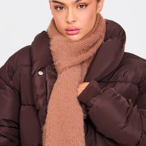 Chocolate Eyelash Knit Rib Scarf