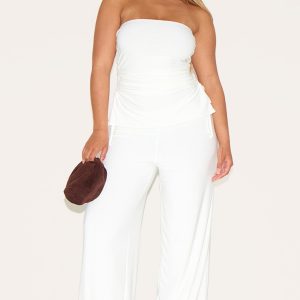 Shape Butter Cream High Waisted Wide Leg Trouser