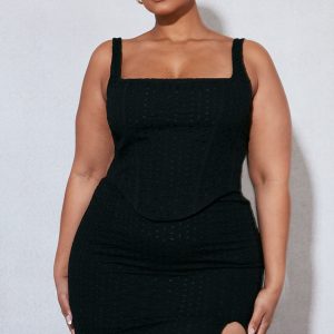 Plus Black Broderie Anglaise Corset
