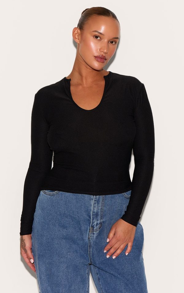 9a853098798d9f795a56ec747361da93efd1167f_CNC9593_1_plus_black_soft_touch_v_neck_long_sleeve_top