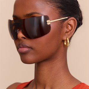 Brown Wrap Around Oversized Visor Sunglasses
