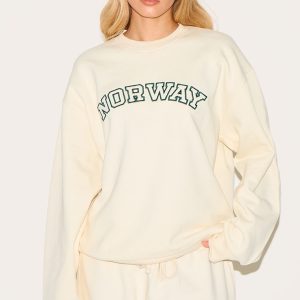 Cream Premium Norway Embroidered Sweatshirt
