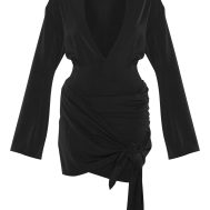 9b17d5b25284a1b8f774e4e8023619a62a15a22b_CNM1583_5_black_woven_plunge_wrap_shirt_dress-1