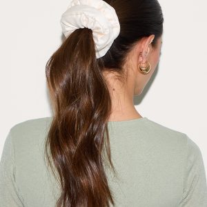 Cream Oversized Padded Satin Scrunchie