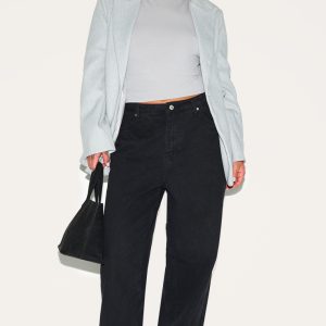 Plus Grey Double Breasted Asymmetric Wool Look Blazer