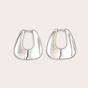 Silver Chunky Clasp Hoop Earrings