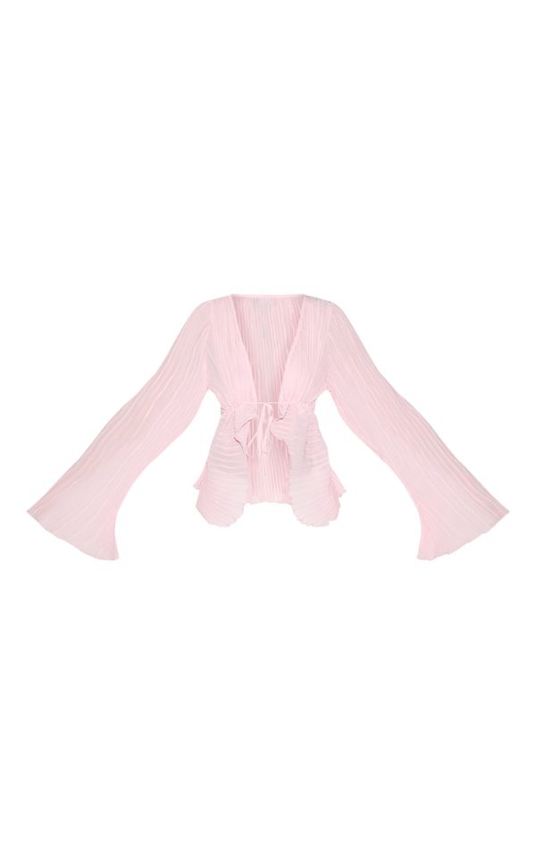9c5e1a812c5d78f6924df58291356beaeff01193_CNN0897_5_pale_pink_sheer_plisse_tie_front_flute_sleeve_blouse