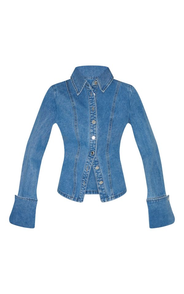 9cacde42abfde2682b6ffff2e978d66c530a8a91_CNM0834_5_mid_blue_wash_long_sleeve_cinch_waist_denim_shirt