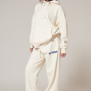 PRETTYLITTLETHING Sand Premium Studio Print Cuffed Joggers