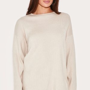 Oatmeal Light Rib Knit Oversized Top