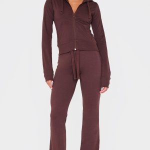 Chocolate Low Rise Skinny Flare Trousers